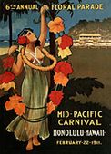 Vintage Nostalgia Hawaiiana MID PACIFIC CARNIVAL  Festival Advertising Poster. Classic Tourist/Travel Print