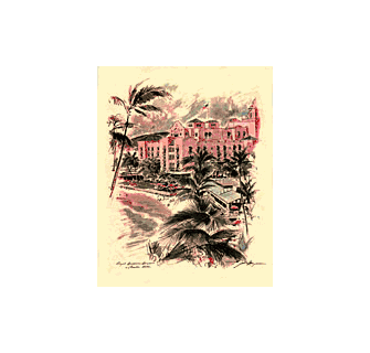 Vintage ROYAL HAWAIIAN HOTEL Menu Cover Poster. Classic Nostalgia
