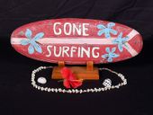 Vintage style GONE SURFING Tiki Sign. Roxy Surf Art. Tropical Tiki Decoration. Hawaiian Gifts with aloha...