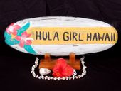 Vintage style HULA GIRL HAWAII Surf Board Sign. Roxy Surf Sign. Tropical Tiki Decoration.