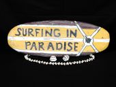 Vintage style SURFING IN PARADISE Sign. Roxy Surf Art. Tropical Tiki Decoration. Hawaiian Gifts with aloha...