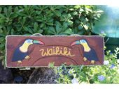 WAIKIKI Parrot Sign. Hawaiian Tropical Tiki Sign with Nautical Rope.