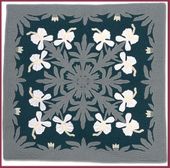 WHITE GINGER Classic Quilted Wall Hanging. Hand Made Traditional Hawaiian Quilt. Tropical Island Wall Decor