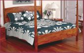 WHITE GINGER Hand Quilted Bedspread. Hand Stiched Hawaiian Quilt. Tropical Bedroom Decor