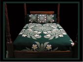 WHITE PLUMERIA Hand Quilted Bedspread. Hand Stitched Hawaiian Quilt. Tropical Bedroom Decor