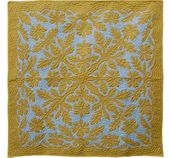 Yellow HIBISCUS Classic Quilted Wall Hanging. Hand Made Traditional Hawaiian Quilt. Tropical Island Wall Decor