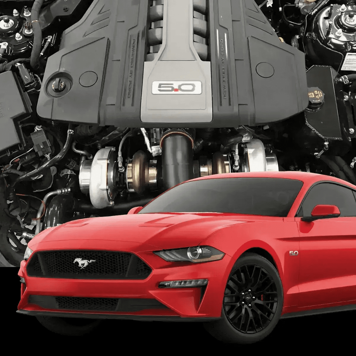Hellion 2018-2023 Ford Mustang GT and 2019 Bullitt Eliminator Top Mount Twin Turbo System