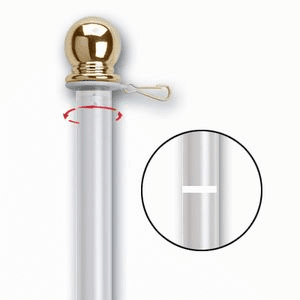 5Ft  2-Pc White Aluminum Spinning Flag Pole 