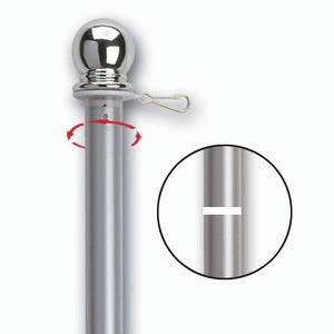 6Ft 2-Pc Brushed Aluminum Spinning Flag Pole