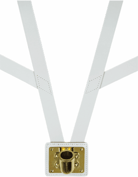 White Leather Flag Carry Harness Brass Cup 