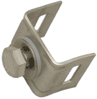 D31599<br> ( Box of 50 )<br>Straight leg mini Brack-it, SS with SS bolt and fiber washer. 1/2" slot