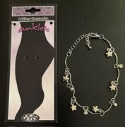 Killer Beads silver color anklet with flowers and rhinestones