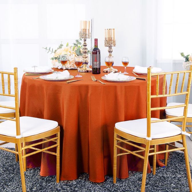 108 round polyester tablecloth Rust / Burnt Orange Wholesale, Table Covers
