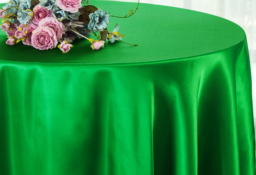 108 inch Emerald satin tablecloths