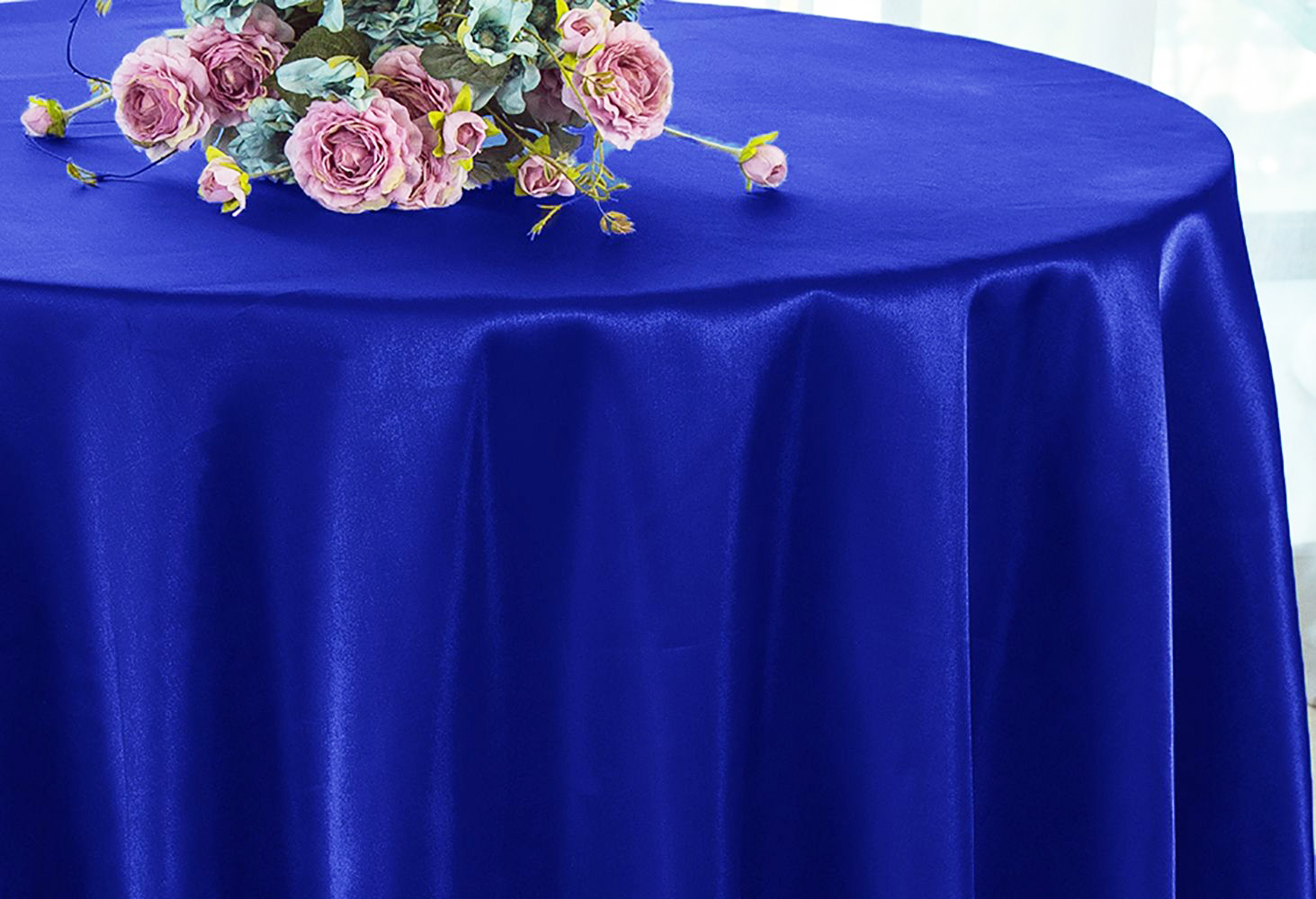 108 inch Royal Blue satin tablecloths