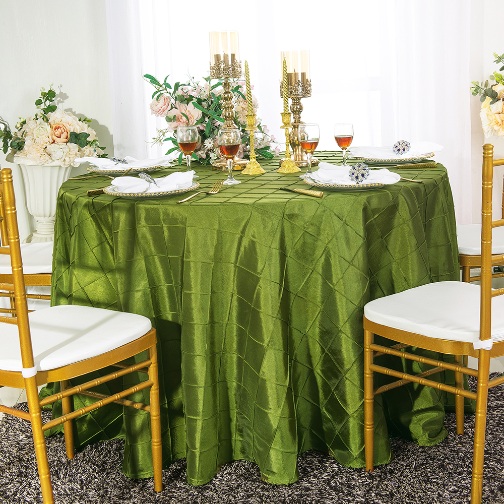 Moss Green 108" round pintuck Taffeta tablecloths