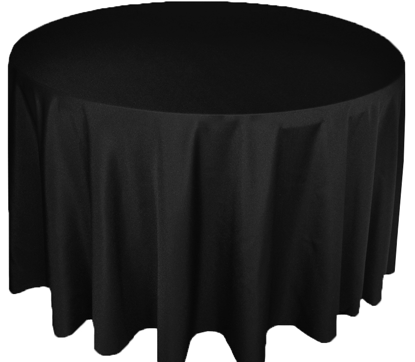 108 round polyester tablecloth Black Wholesale, Table Covers