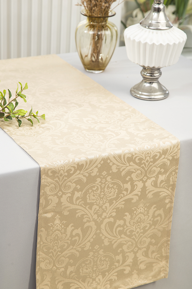 Champagne Jacquard Damask Polyester Table Runners