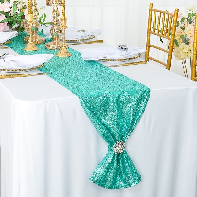 Tiff Blue / Aqua Blue Sequin Table Runners Wholesale