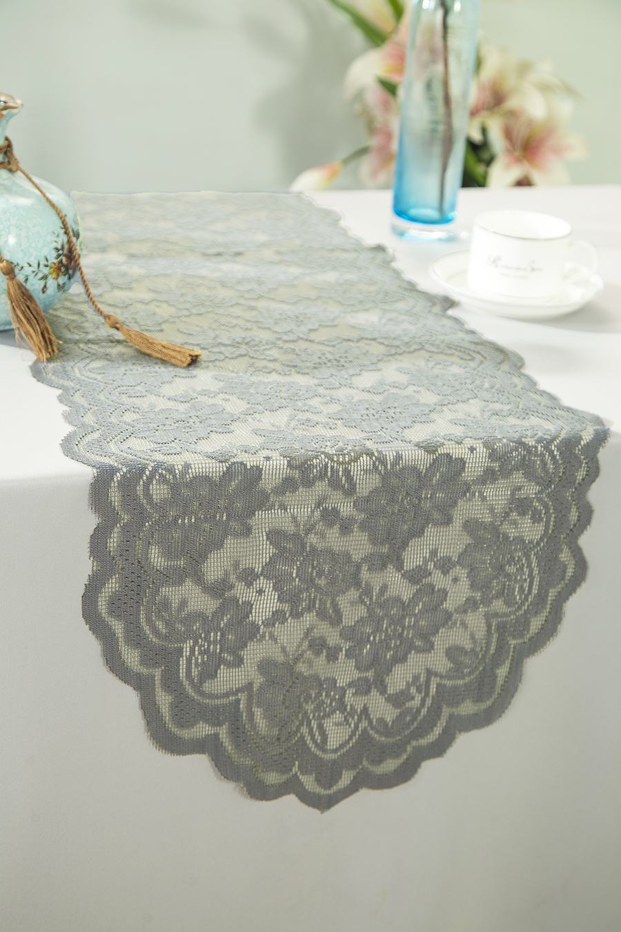 Silver Lace Table Runners Wedding