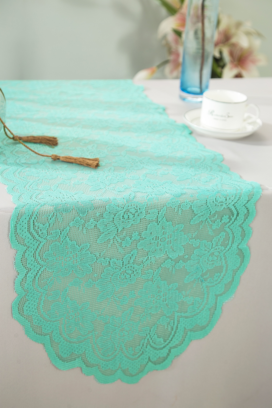 Tiff Blue / Aqua Blue Lace Table Runners Wedding