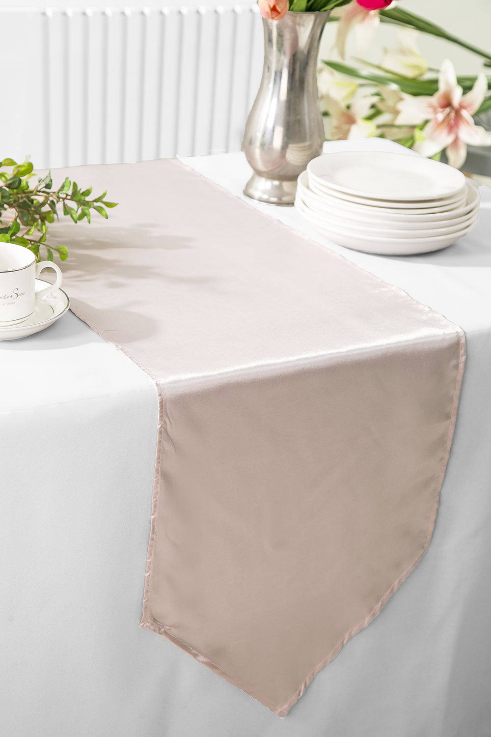 Blush Pink Satin Table Runners