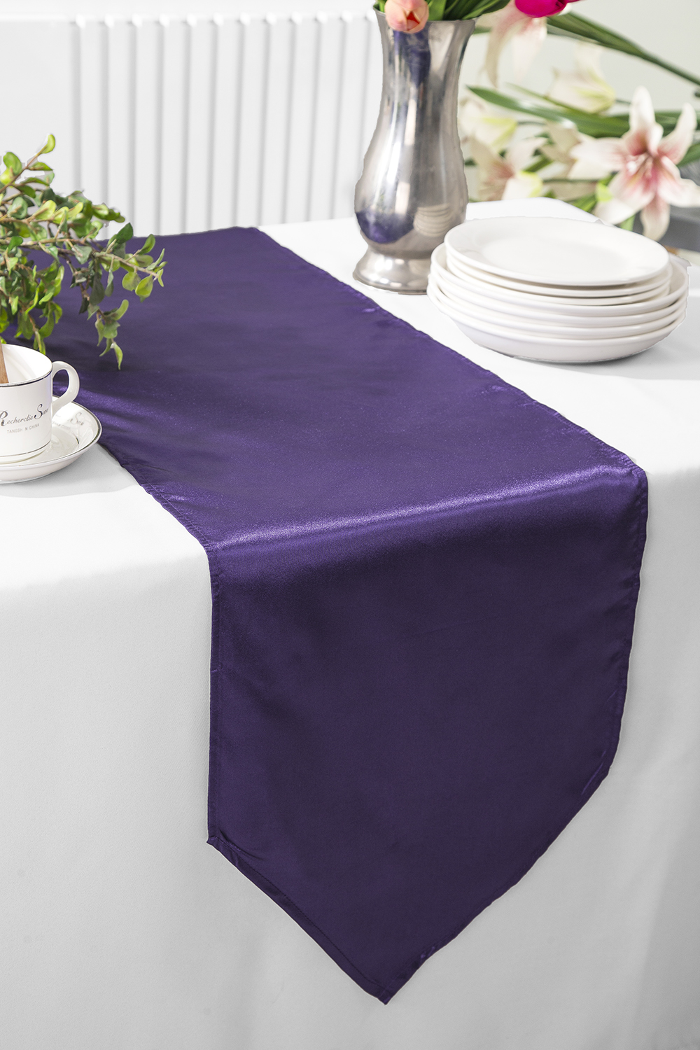 Eggplant Satin Table Runners