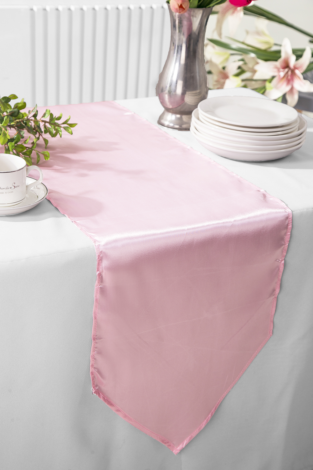 Pink Satin Table Runners