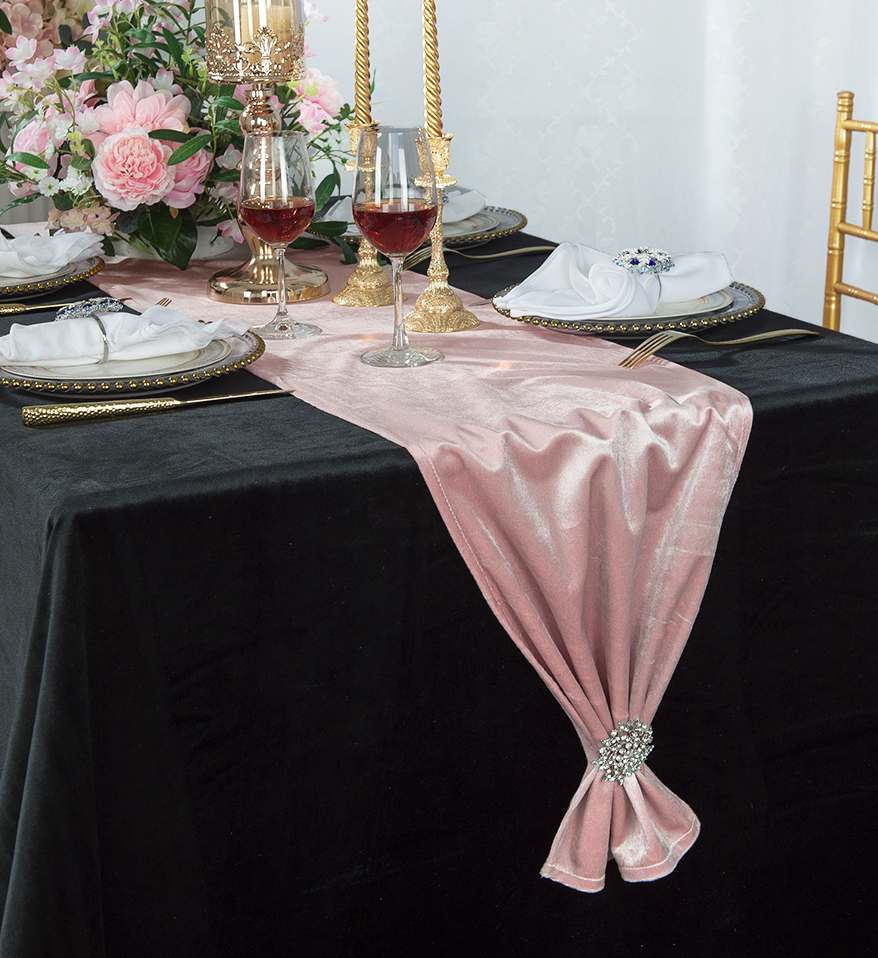 Blush Pink Velvet table runner, velvet table runners wholesale