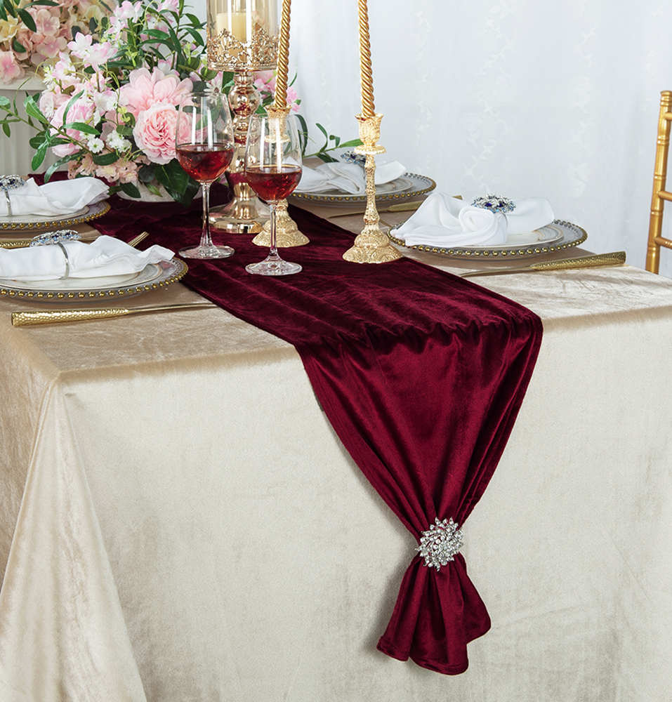 Burgundy Velvet table runner, velvet table runners wholesale