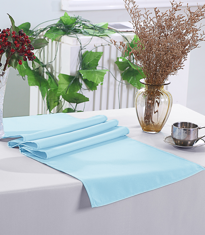 Baby Blue Polyester Table Runners