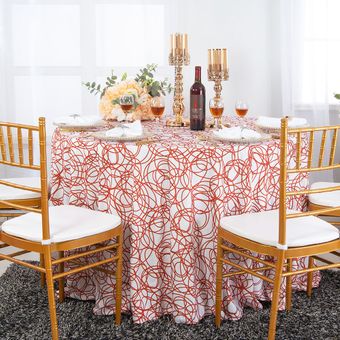 132" Round Whirl Scuba (Wrinkle-Free) Tablecloth - Rust/ Burnt Orange 31347 (1pc/pk)