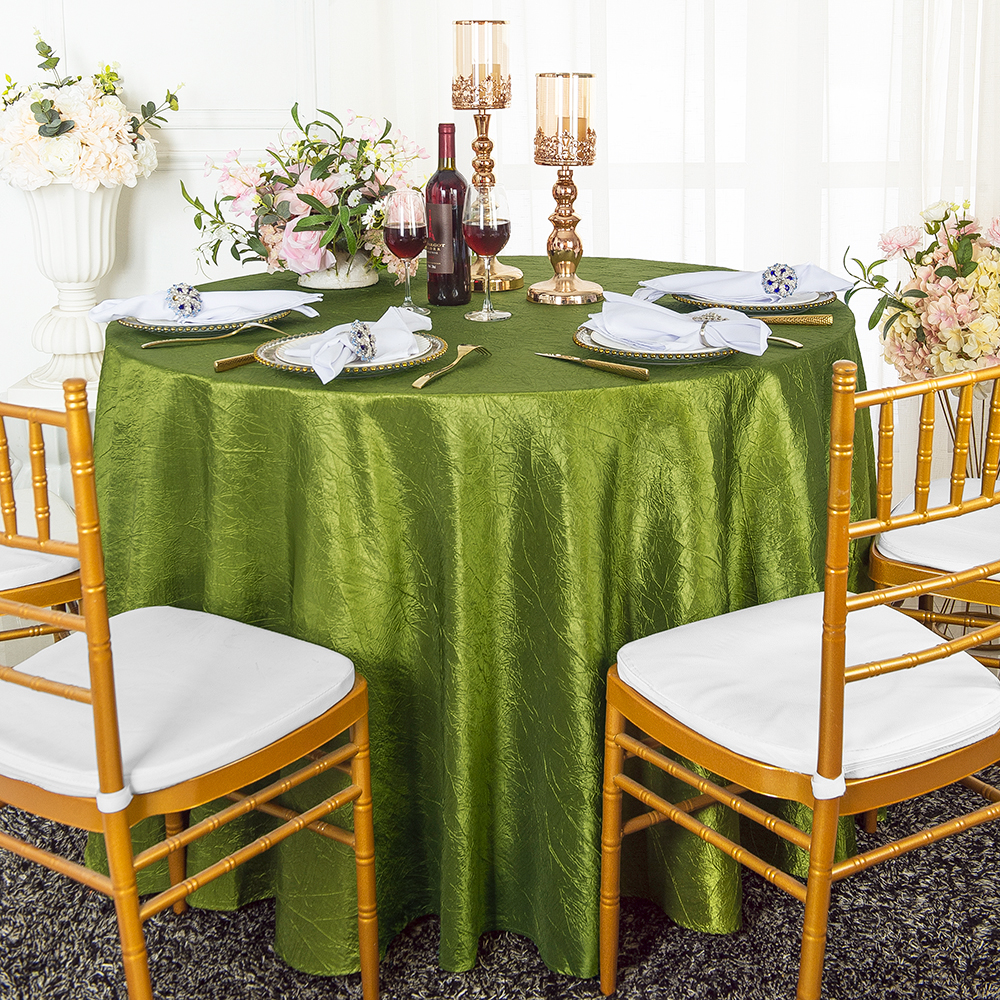 132" Moss Green Crushed Crinkle Taffeta Tablecloths