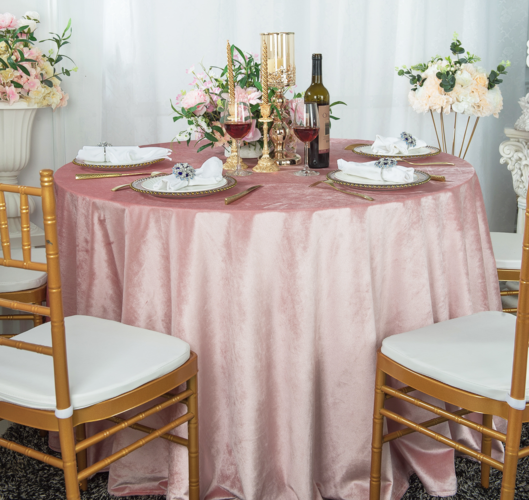 132" Blush Pink round velvet tablecloth, Velvet table cover linens wholesale
