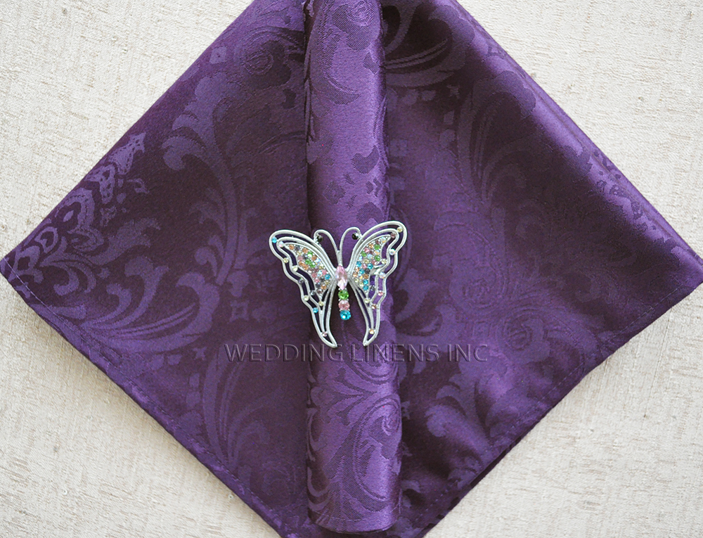 Eggplant Damask Napkins, Jacquard Napkins