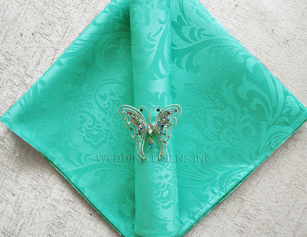 Tiff Blue / Aqua Blue Damask Napkins, Jacquard Napkins