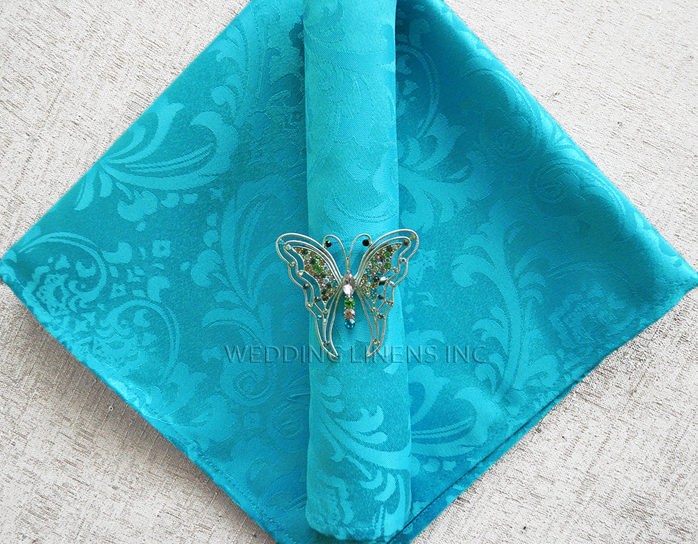 Turquoise Damask Napkins, Jacquard Napkins