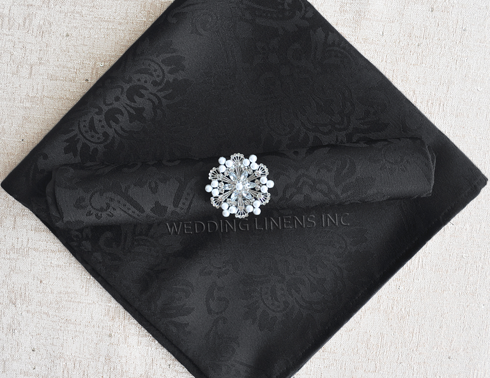 Black Marquis Damask Napkins, Jacquard Napkins