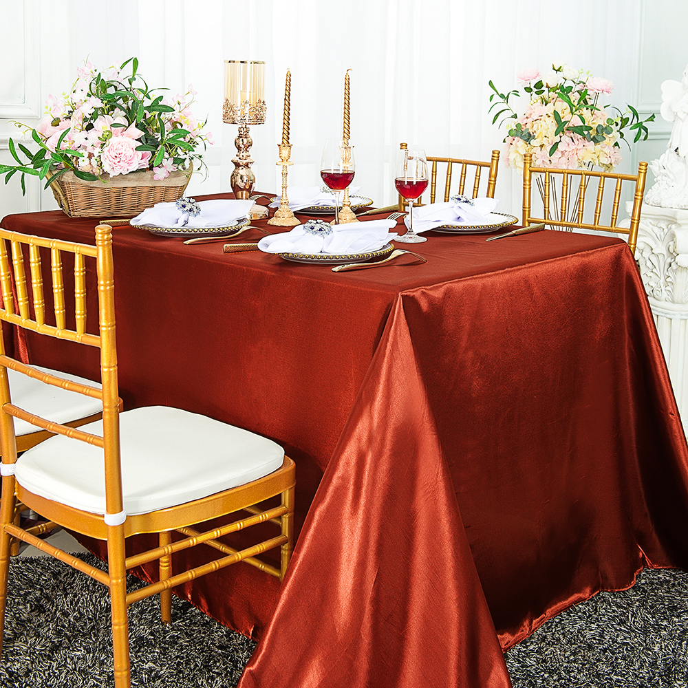 satin rust rectangle tablecloths