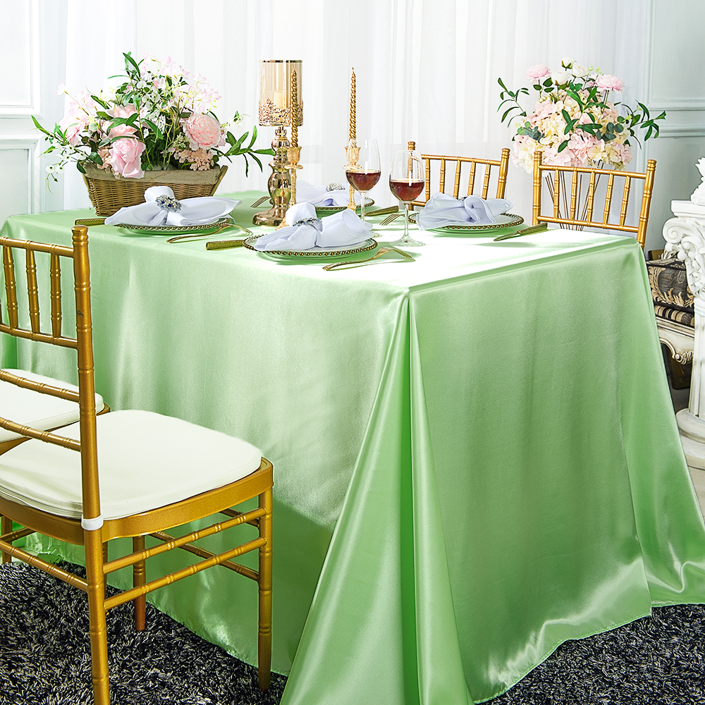 72 x 120 Satin Mint Green Rectangle oblong Tablecloths
