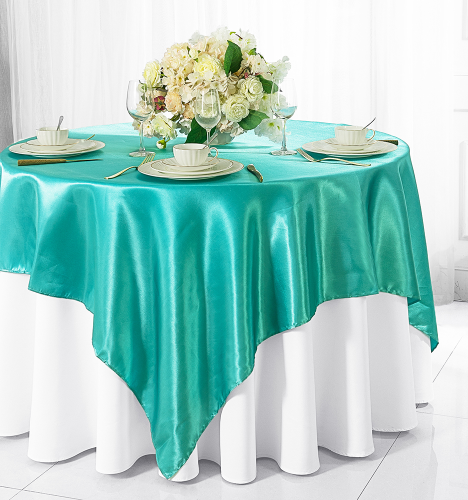 72 Satin Table Overlays Pool Blue