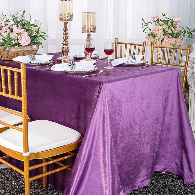 Victoria Lilac/Lavender rectangular velvet tablecloth, Velvet table