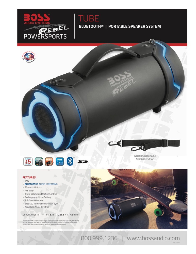 Boss Audio Systems Portable Bluetooth Speaker Tube