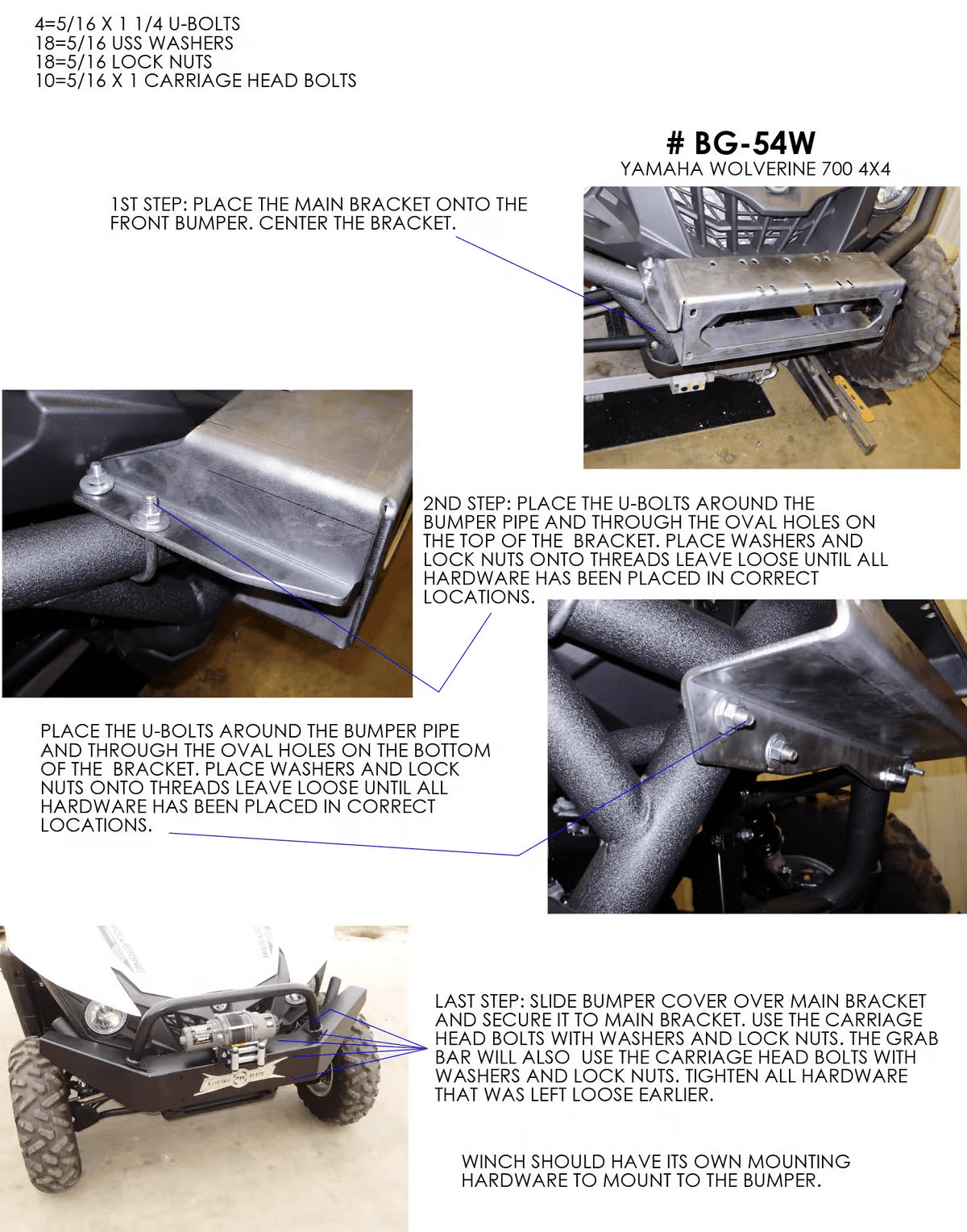 Strong Made Yamaha Wolverine 700 20152018 Winch Series Front Bumper