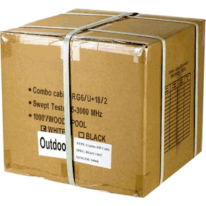 Telpix CB-6CP-G10A95S-B RG6 Combo Split Type Siamese Cable for Outdoor Use, 1000ft, Black