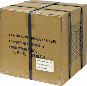 Telpix CB-CP-GN10-95J-W 1000ft RG59+18/2 One Jacket Cable - White