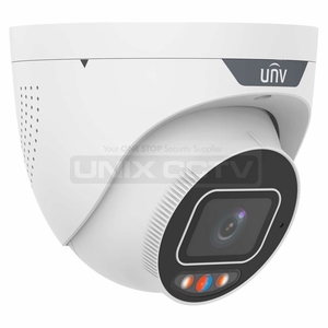 UNV IPC3638SS-ADF28KMC-I1 8MP Tri-Guard ColorHunter IP Turret Camera, Red & Blue Warning Light & Sound
