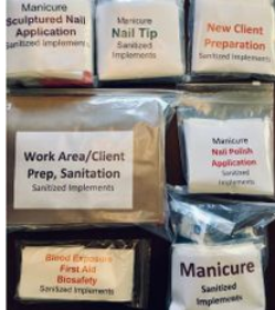 Washington Nail Tech Pracical Exam kit, WA35351, 6 Task bags, DL ROOPE 