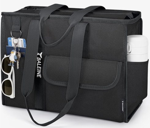Utility Tote Bag with Reinforced Bottom, Multi Pockets Foldable Tote Bag for Nurse, Travel, Work 