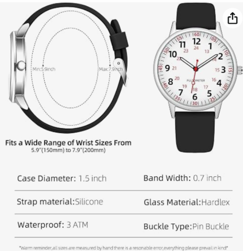 TWOPTION Nurse Watch for Women Waterproof Analog Silicone Watch with Second Hand Nursing Watch TWOPTION Nurse Watch for Women Waterproof Analog Silicone Watch with Second Hand Nursing Watch